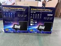 Projecteur solaire LED extérieur étanche OMSEN, lumière d'inondation réglable, détection de mouvement avec caméra CCTV, Wifi 4G Internet