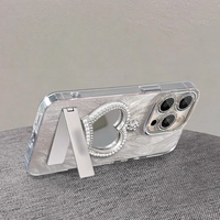 Nouvelle Coque de Téléphone DIY Polyvalente en Alliage 3D avec Couronne et Cœur Miroir pour iPhone 17 16 15 14 13 12 – Accessoires de Beauté Miroirs de Maquillage pour Femmes