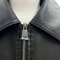 Veste en cuir et denim patchwork pour femme, noire, surdimensionnée, effet deux pièces, style motard, personnalisable