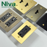 Interrupteurs muraux à bascule en laiton Niva American Standard, 1 poste, multiprise US, panneau en laiton antique, OEM personnalisé