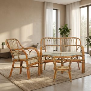 Ensemble de meubles de salon modulaires en rotin luxueux pour balcon, avec structure en rotin durable, pour les espaces extérieurs et intérieurs de la villa - Product Image 1