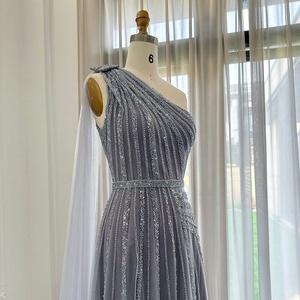 Mily Bridal M-ASQ011 Sexy Abito da Sera Formale da Donna in Tulle a Linea A <span class=keywords><strong>Monospalla</strong></span> <span class=keywords><strong>con</strong></span> <span class=keywords><strong>Spacco</strong></span> e Paillettes <span class=keywords><strong>Lungo</strong></span> - Product Image 4