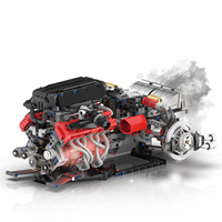 Ensemble de jouets de construction MOC Supercar V12 Engine Building Block Model Toy Set 1610 en plastique ABS certifié CE avec fonction de pulvérisation de lumière électrique, voitures personnalisées
