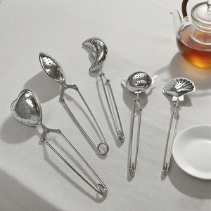 FANGYUAN özel ucuz kabuk kalp altın kaplama Metal paslanmaz çelik gevşek yaprak örgü çay topu çay demlik süzgeç kolu ile - Product Image 3