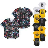 Maillot de baseball personnalisé, décontracté, pour l'entraînement, sublimation, fleurs, broderie, impression, vente en gros, chemise de softball à boutons