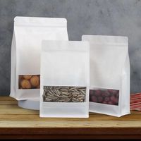Sachet refermable en papier kraft écologique recyclé à fond plat pour aliments, pizzas, sushis, fruits lyophilisés et snacks