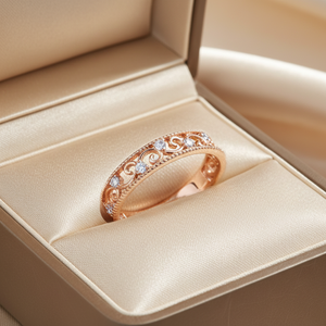 Anillo de Diamantes de Corte Brillante Natural en Oro Rosa Sólido de 18K con Diseño Delicado y Hueco de Alta Calidad para Mujer, Regalo de Aniversario - Product Image 5