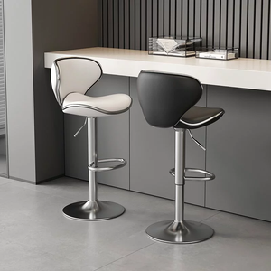Silla Alta Giratoria Moderna y Minimalista para Bar Comercial, con Superficie de PU y Altura Ajustable - Product Image 2