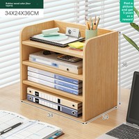 Organisateur de bureau en bois et bambou sur pied, mobile, à quatre niveaux, étagère de rangement pour bureau