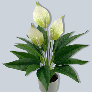 Plantes artificielles Mengjie Anthurium rouge imprimé en 3D en PVC souple en pot Décoration intérieure - Product Image 2