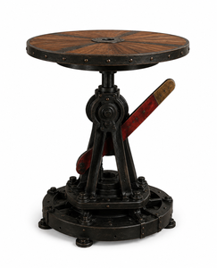 Table d'appoint industrielle avec plateau en bois vintage et base en métal, style aviation, pour salon et chambre à coucher - Product Image 4