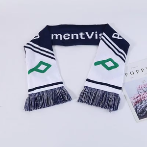 Fabricante logotipo personalizado 100% acrílico deportes bufanda con borlas equipo <span class=keywords><strong>de</strong></span> fútbol liso recuerdo animando ventiladores bufanda con bordado - Product Image 3