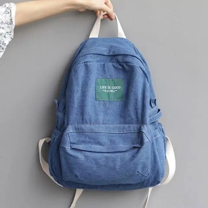 Sacs à <span class=keywords><strong>dos</strong></span> de <span class=keywords><strong>sport</strong></span> décontractés BEARKY pour filles, personnalisés par un créateur de mode, pour le lycée, en <span class=keywords><strong>jean</strong></span> bleu - Product Image 4