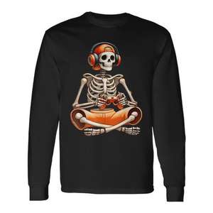 Camiseta de manga larga Skeleton Gaming para niños y hombres, ropa de jugador de Halloween - Product Image 1