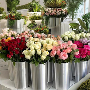 Vases à fleurs en métal de différentes tailles, pots en aluminium à auto-arrosage, design moderne pour une utilisation au sol dans les centres commerciaux avec des bonsaïs - Product Image 1