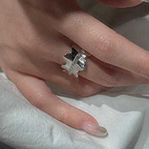 S925 Pure <b>Silver</b> <b>Skirt</b> Edge Ring with 18K Plating Trendy Vintage Style Simple Fashionable Rolled Edge Micro Inlaid Zircon Ring - Product Image 2