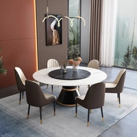 Luxuriöser Minimalistischer Moderner Esstisch, Rund, Skandinavischer Stil, Drehbar, aus Stein, für Zuhause, Hotel und Wohnzimmer