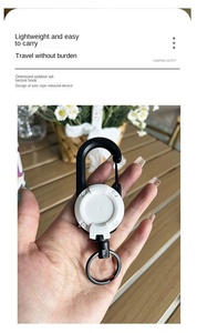 Wholesale Mountaineering Supplies <b>Extendable</b> Retractable Holders Keychain Badge Reels Heavy Duty Clip With Carabiner Key <b>Chain</b> - Product Image 3