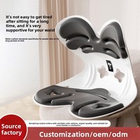 Chaise de bureau ergonomique moderne avec protection lombaire, design trèfle, base en latex, tissu polyester, dossier inclinable