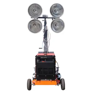 Vendite dirette della fabbrica 4x400 watt riflettore Mobile diesel generatore di corrente con torre di luce