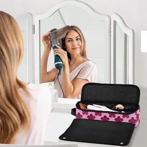 กระเป๋าจัดเก็บอุปกรณ์ทำผม 2 in 1 ลายดอกไม้ฮาวายแบบเรโทร สีชมพู พร้อมแผ่นรองกันความร้อน - Product Image 6