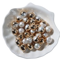 Perles d'eau douce naturelles Edison rondes, perles lâches dorées à l'or fin, pour la fabrication de pendentifs, boucles d'oreilles, accessoires de bijoux, vente en gros