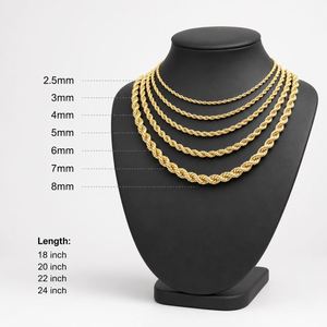 Wholesale Brass Non-Tarnish Waterproof 14K 18K Gold Plated Link <b>Chain</b> 2.5mm 5mm 8mm Thick Rope Necklace for Men - Product Image 4