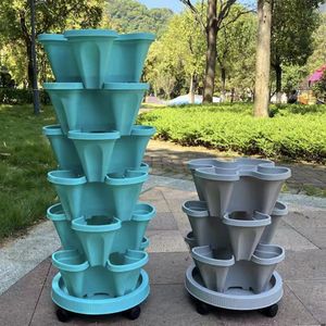 친환경 모던 다층형 소형 네잎꽃 모양의 실내/외 겸용 화분 - Product Image 1