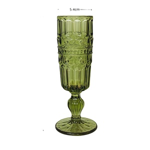 Flûtes à <span class=keywords><strong>champagne</strong></span> en verre gravé motif diamant vert sauge 135 ml – Gobelets vintage verts pour vin - Product Image 1