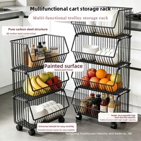 Étagère de rangement de cuisine rectangulaire en fer, sur roulettes, mobile, 3 à 5 niveaux, portable, sans installation, moderne et minimaliste