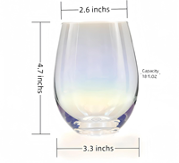 LUXU Verres à vin en verre sans pied (lot de 4)-Verre en cristal de 20 oz Verres à vin pour vin rouge ou blanc