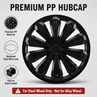 Ensemble de 4 enjoliveurs de roue sport en PP à clipser, universels pour jantes en acier, de remplacement, garniture complète pour voiture