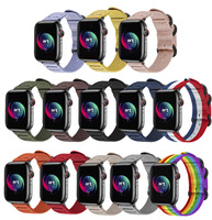 Bracelet en toile de nylon pour Apple Watch Series, bracelet en silicone souple tissé décontracté, vente en gros