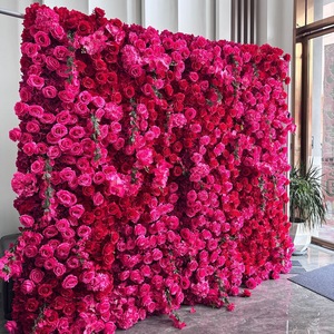 Mur de fleurs romantiques en 3D, panneau floral stéréo fait main, toile de fond florale pour décoration murale de mariage ou de fête - Product Image 3