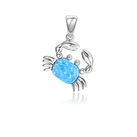 Bijoux gracieux véritable chaîne en argent 925 pour fiançailles mariage pendentif opale crabe-corps opale de précision, griffe en argent complexe