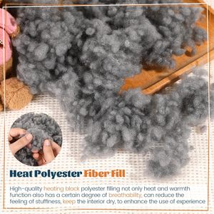 Relleno de <span class=keywords><strong>Fibra</strong></span> de 2 Onzas, Relleno de Poliéster Gris Oscuro, Relleno de <span class=keywords><strong>Fibra</strong></span> de Algodón Cálido para Manualidades de Ganchillo, Animales de Peluche DIY - Product Image 4