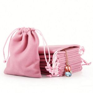 ถุงกำมะหยี่สีดำ/น้ำเงิน/แดง/แดงไวน์ ขนาด 5x7, 7x9, 8x10, 10x12 ซม. พร้อมเชือกผูก สำหรับใส่เครื่องประดับและของขวัญ - Product Image 1