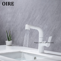 Robinet de lavabo moderne à poignée unique réglable en hauteur Oire Factory, en laiton intelligent avec douchette extractible pour salle de bain
