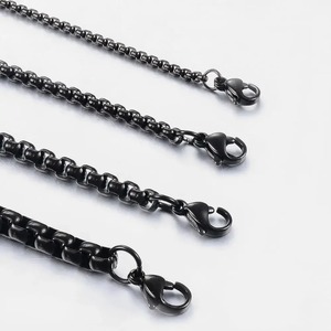 Collar de Acero Inoxidable, Impermeable, Cadena Redonda Negra, Joyería de Regalo para Hombre y Mujer, Ancho de 2mm-5mm - Product Image 2