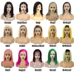 วิกผมบ๊อบสั้นแบบใสไร้กาว 13*4  แบบเต็มศีรษะ HD Lace Frontal สี T1b/เทา, วิกผมบ๊อบแบบลูกไม้ด้านหน้า ทำจากผมแท้ของชาวเปรู - Product Image 5
