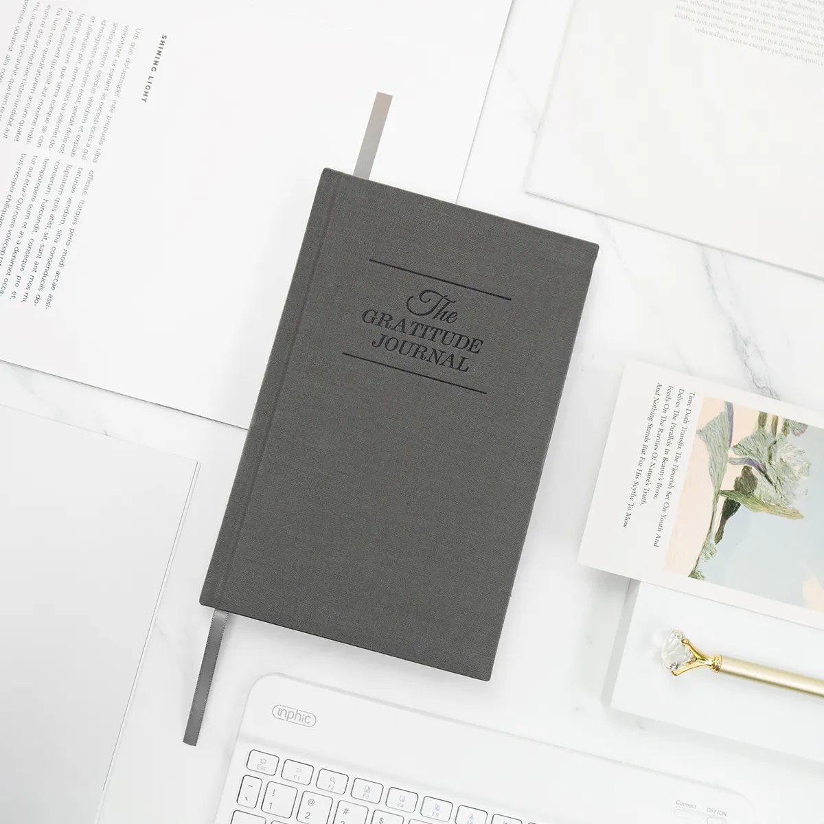 Almohadilla de papel con impresión personalizada para hombre, planificador de ambiente feliz minimalista para oficina, color blanco y negro, A5, A6, 2023, 2024