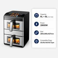 Nouvel arrivage : Friteuse à air électronique à LED, sans huile, double panier 6L+6L, four à cuisson rapide