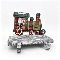 Support à chaussettes vintage en fonte, motif train du Père Noël et neige, thème de Noël, décoration suspendue pour salon, cheminée, cadeau de fêtes