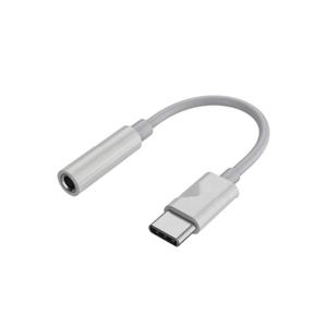 Adaptador de cable - tipo C a conector jack de 3.5 mm hembra, 11.5 cm de longitud, color blanco, ideal para conectar dispositivos de audio. - Product Image 1