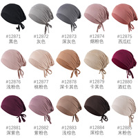 Hijab musulman ajustable à sangle élastique, couleur unie, en modal/bambou, turban en jersey avec cordon de serrage, sous-bonnet de couverture