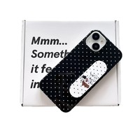 Coque de téléphone souple en gelée à pois Dalmatien avec support adhésif, mignonne et protectrice pour iPhone 17 16 15 14 13 X