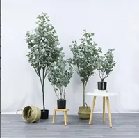 Pohon Ficus Buatan Simulasi Tinggi Real Touch, Tanaman Hijau dalam Pot yang Menyerupai Asli dengan Pot Berlapis Kain Goni untuk Ruang Tamu atau Kantor