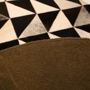 Personnalisé haute pile ronde Patchwork cheveux cuir de vachette Design moderne personnalisé à la main brodé tapis en cuir prix bon marché - Product Image 5