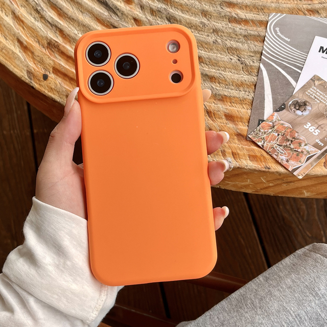 Silicone Compatible IPhone17 Pro Max 16 15 14 13 12 Full Coverage Shockproof Solid Color Ins Style Skin Feel Phone Cover