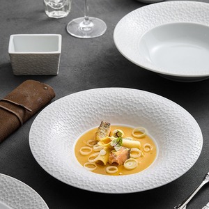 High-Temperature Firing Disposable Pasta Plate Ceramic White Tableware <b>for</b> Western Food Sushi Hotel <b>Dinnerware</b> <b>Set</b> Relief Design - Product Image 1
